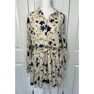 Free People Lighten Up Mini Dress Tea Combo bell sleeve elastic waist w/ tie XS